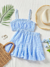 Tie-Dye Ruffled Cami Top And Skirt Set With Spaghetti Straps, Summer